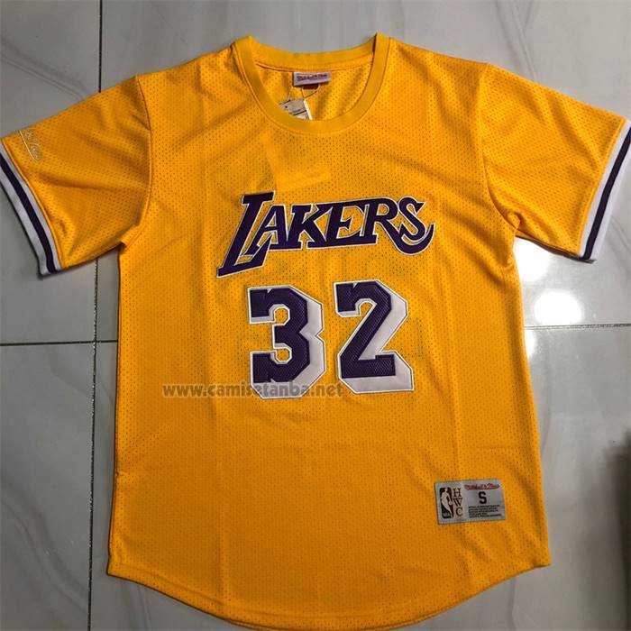 Camiseta Manga Corta Los Angeles Lakers Magic Johnson NO 32 Amarillo